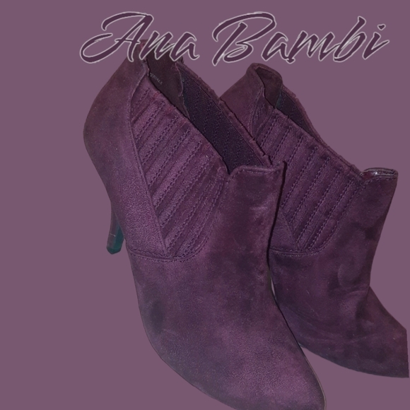Anna Bambi Wine  Color Faux Suede Size 8 - Picture 1 of 4